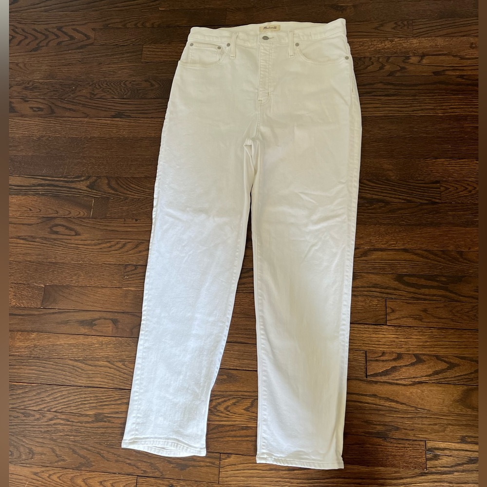 Madewell Off-white Classic Straight Leg Jeans 32T Cream.